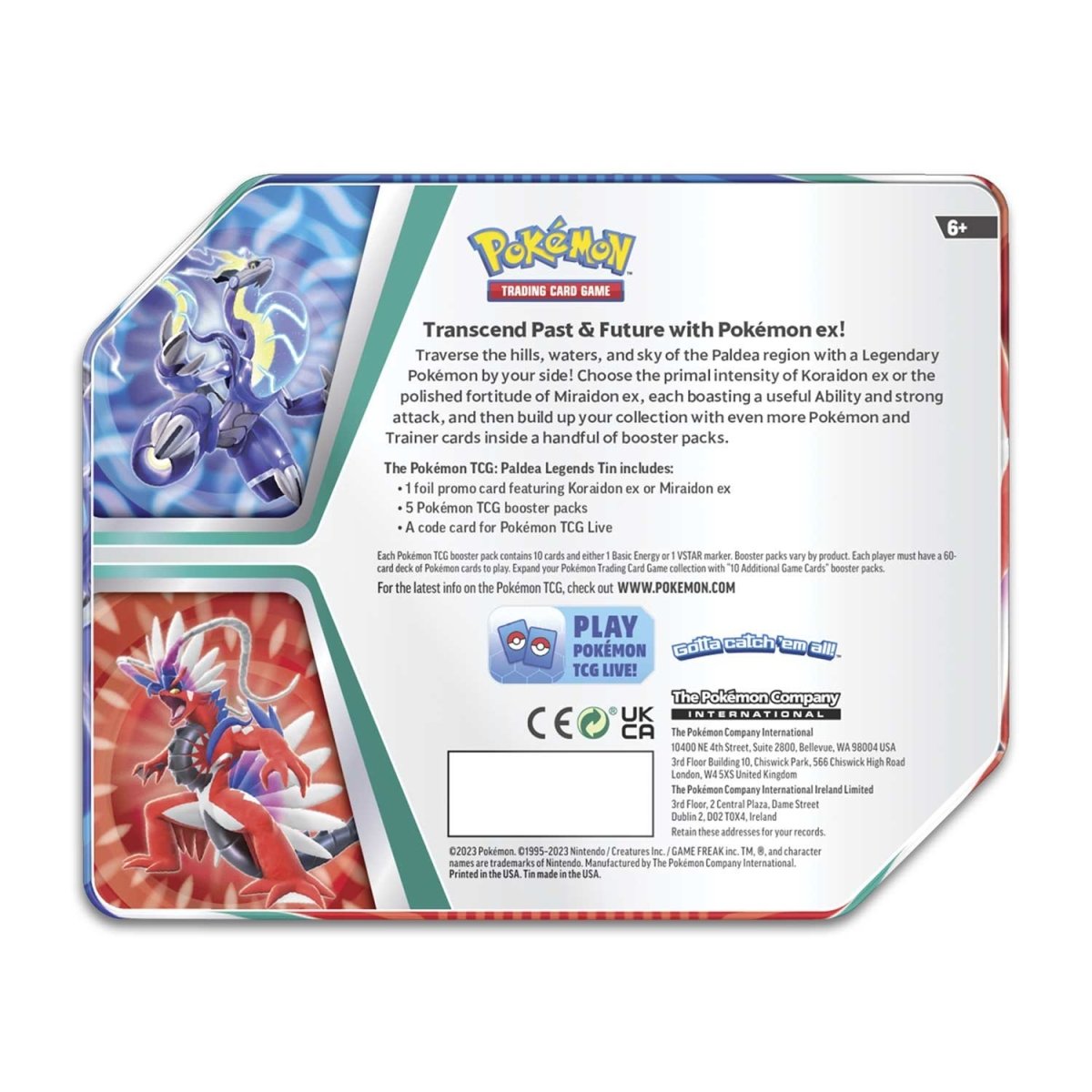 Pokemon: Paldea Legends Tin (Miraidon Ex)