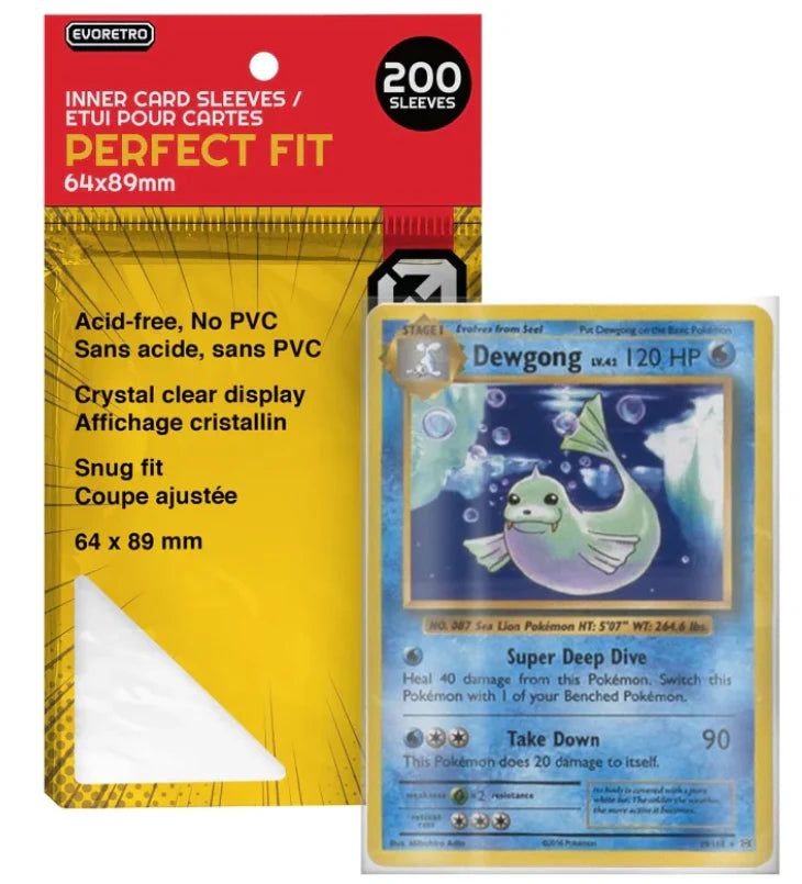 EVORETRO Sleeves Perfect Fit (Pokemon/Lorcana/MTG Cards 200-Pack)