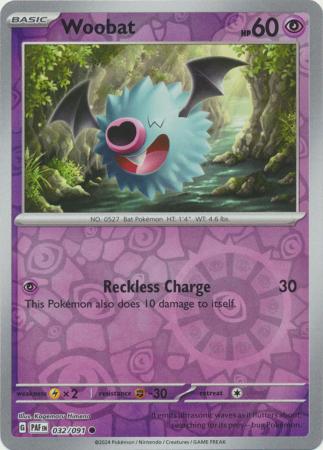 Woobat [Reverse Holo] #032/091 - Paldean Fates