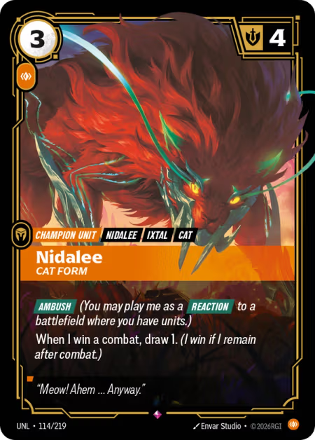 Nidalee, Cat Form [Rare] UNL 114/219 - Riftbound Unleashed