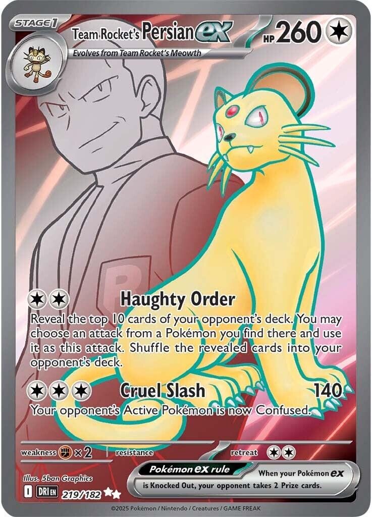 Team Rocket's Persian ex [Full Art Ultra Rare]  #219/182 - Destined Rivals