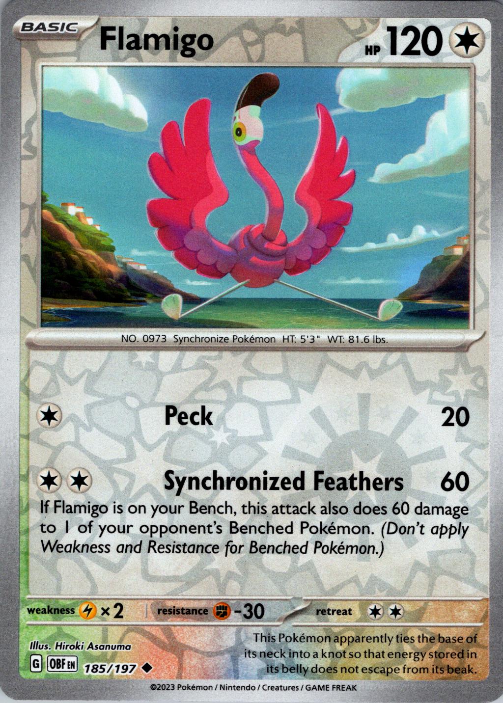 Flamigo [Reverse Holo] #185/197 - Obsidian Flames