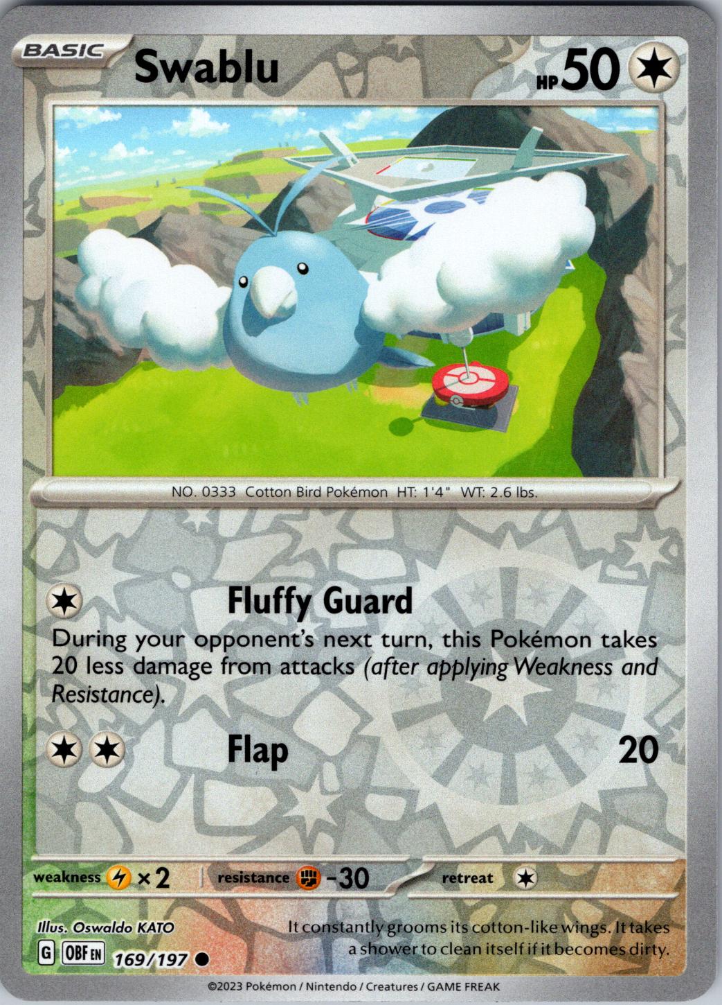Swablu [Reverse Holo] #169/197 - Obsidian Flames