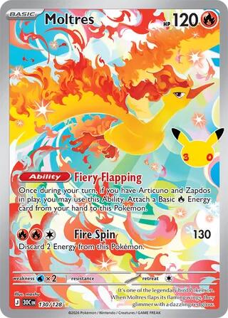 Moltres [Illustration Rare] #130/128 - 30th Celebration
