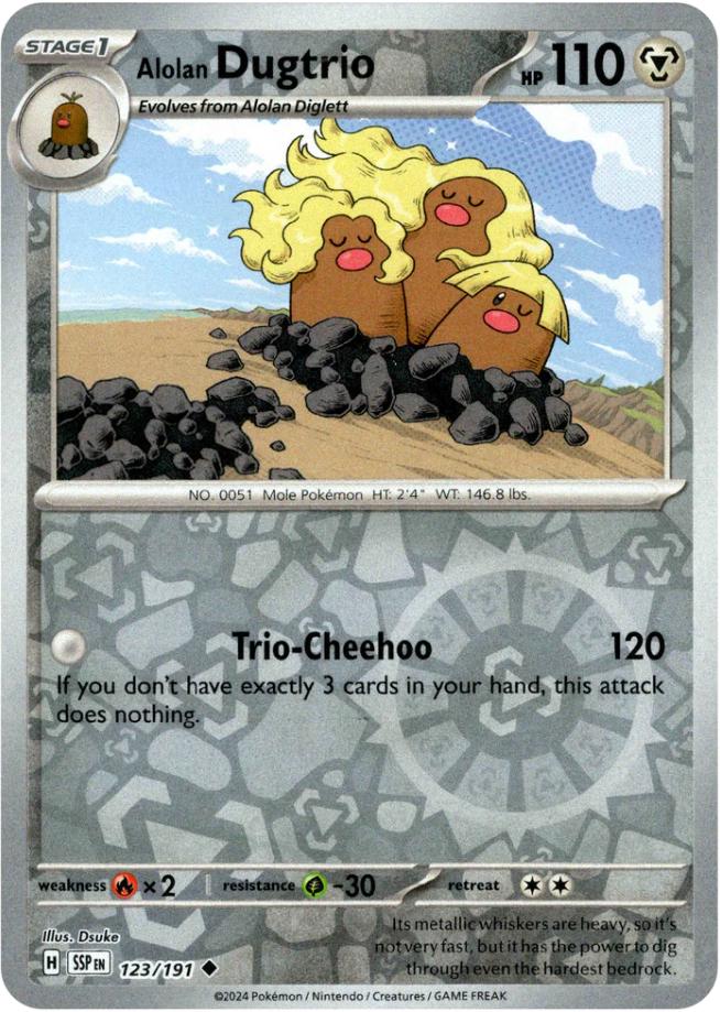 Alolan Dugtrio [Reverse Holo] #123/191 - Surging Sparks