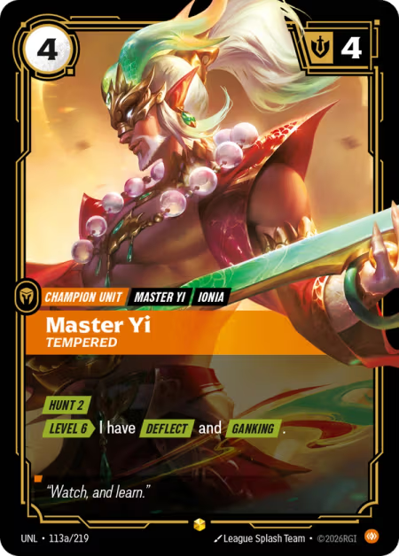 Master Yi, Tempered [Alternate Art] UNL 113a/219 - Riftbound Unleashed