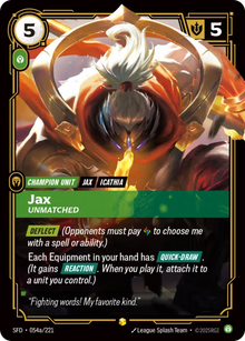 Jax - Unmatched [Alternate Art] SFD 054a/221 - Riftbound Spiritforged