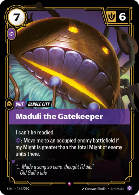 Maduli the Gatekeeper [Rare] UNL 144/219 - Riftbound Unleashed