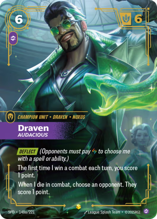 Draven - Audacious [Alternate Art] SFD 148a/221 -  Riftbound Spiritforged