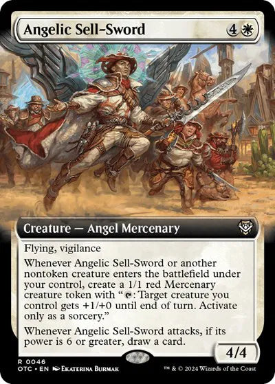 Angelic Sell-Sword (Extended Art) - MTG Commander: Outlaws of Thunder Junction R 46