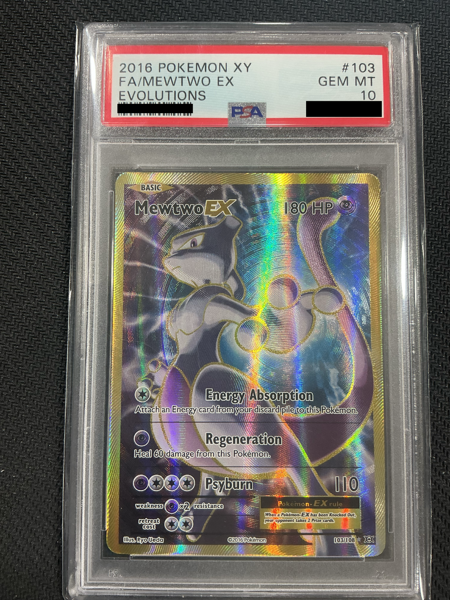 Mewtwo EX (Full Art) [Ultra Rare] 103/108 Pokemon Evolutions - Slab PSA 10