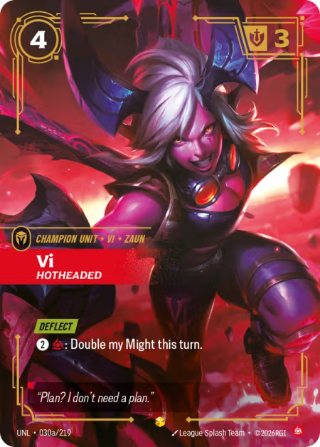 Vi, Hotheaded [Alternate Art] UNL 030a/219 - Riftbound Unleashed