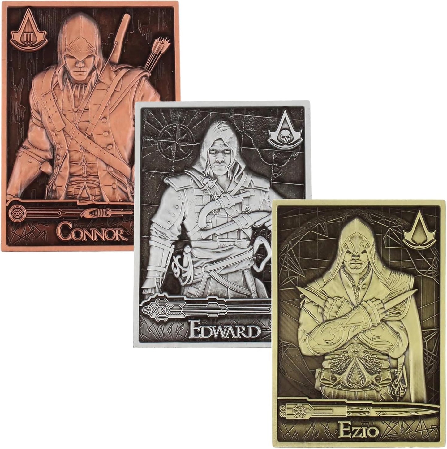 Assassins Creed - 3 Collectible Metal Cards & Phone Stand
