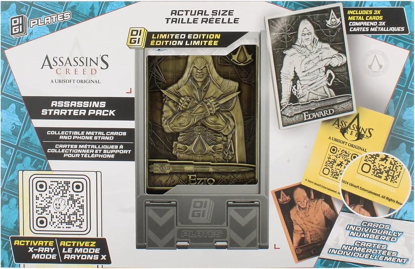 Assassins Creed - 3 Collectible Metal Cards & Phone Stand
