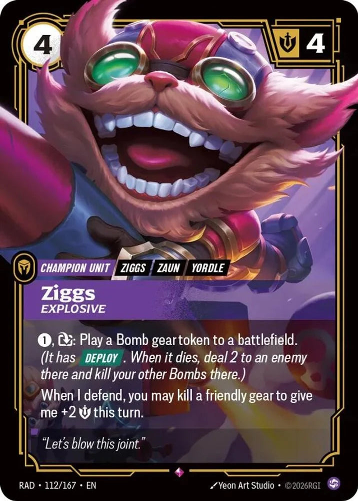 Ziggs, Explosive [Rare] #112/167 - Radiance