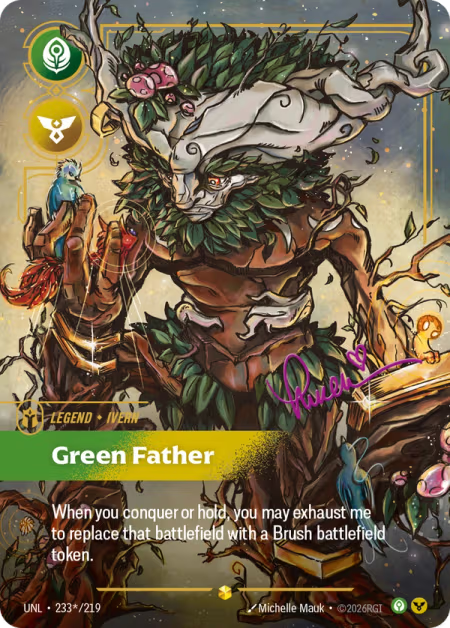 Ivern - Green Father [Signature Overnumbered] UNL 233*/219 - Riftbound Unleashed