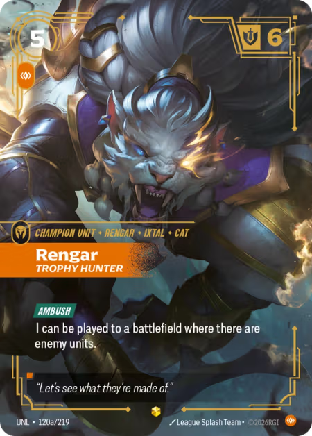 Rengar, Trophy Hunter [Alternate Art] UNL 120a/219 - Riftbound Unleashed