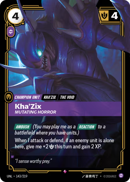 Kha'Zix, Mutating Horror [Rare] UNL 143/219 - Riftbound Unleashed