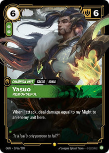 Yasuo - Remorseful (Alternate Art) [Alternate Art] 076a/298 - Riftbound Origins