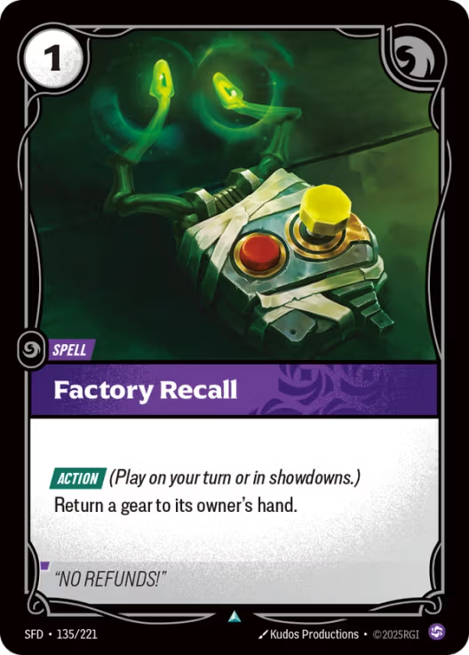 Factory Recall [Uncommon] SFD 135/221 -  Riftbound Spiritforged
