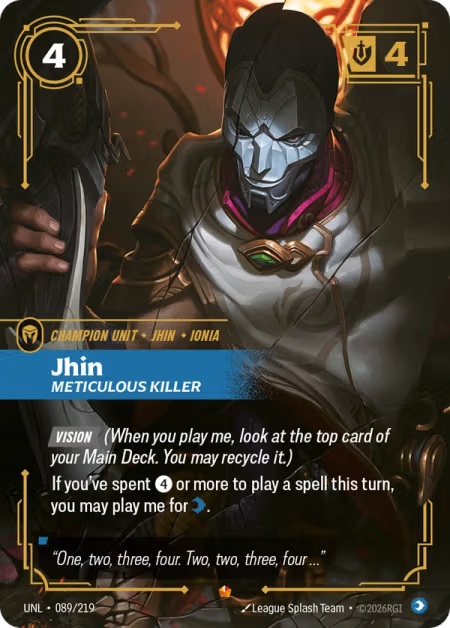 Jhin, Meticulous Killer [Epic] UNL 089/219 - Riftbound Unleashed