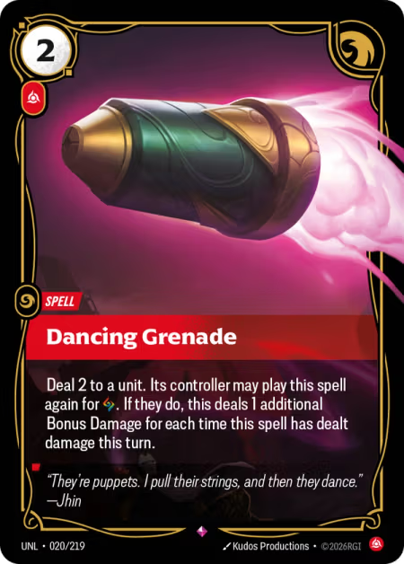 Dancing Grenade [Rare] UNL 020/219 - Riftbound Unleashed