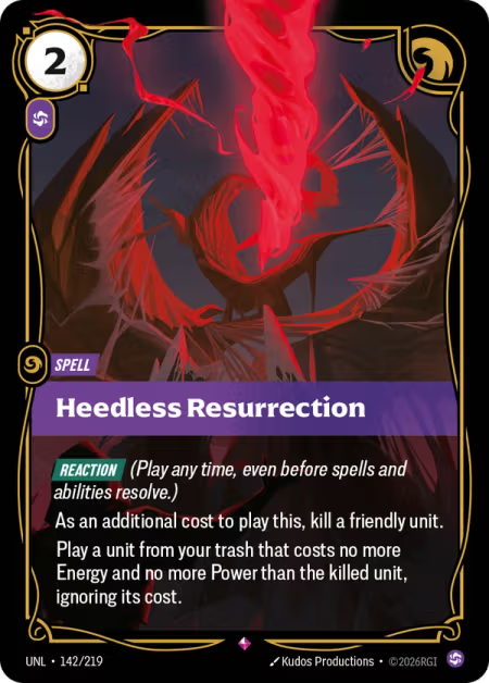 Heedless Resurrection [Rare] UNL 142/219 - Riftbound Unleashed