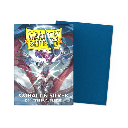 [Dragon Shield] Cobalt & Silver - Matte Dual Sleeves - Standard Size - 100ct