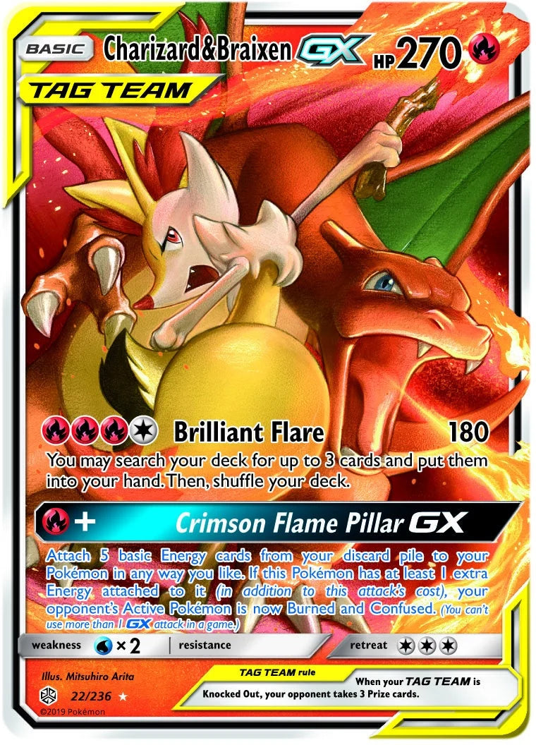 Charizard & Braixen GX [Ultra Rare] #22/236 - Cosmic Eclipse [LP]