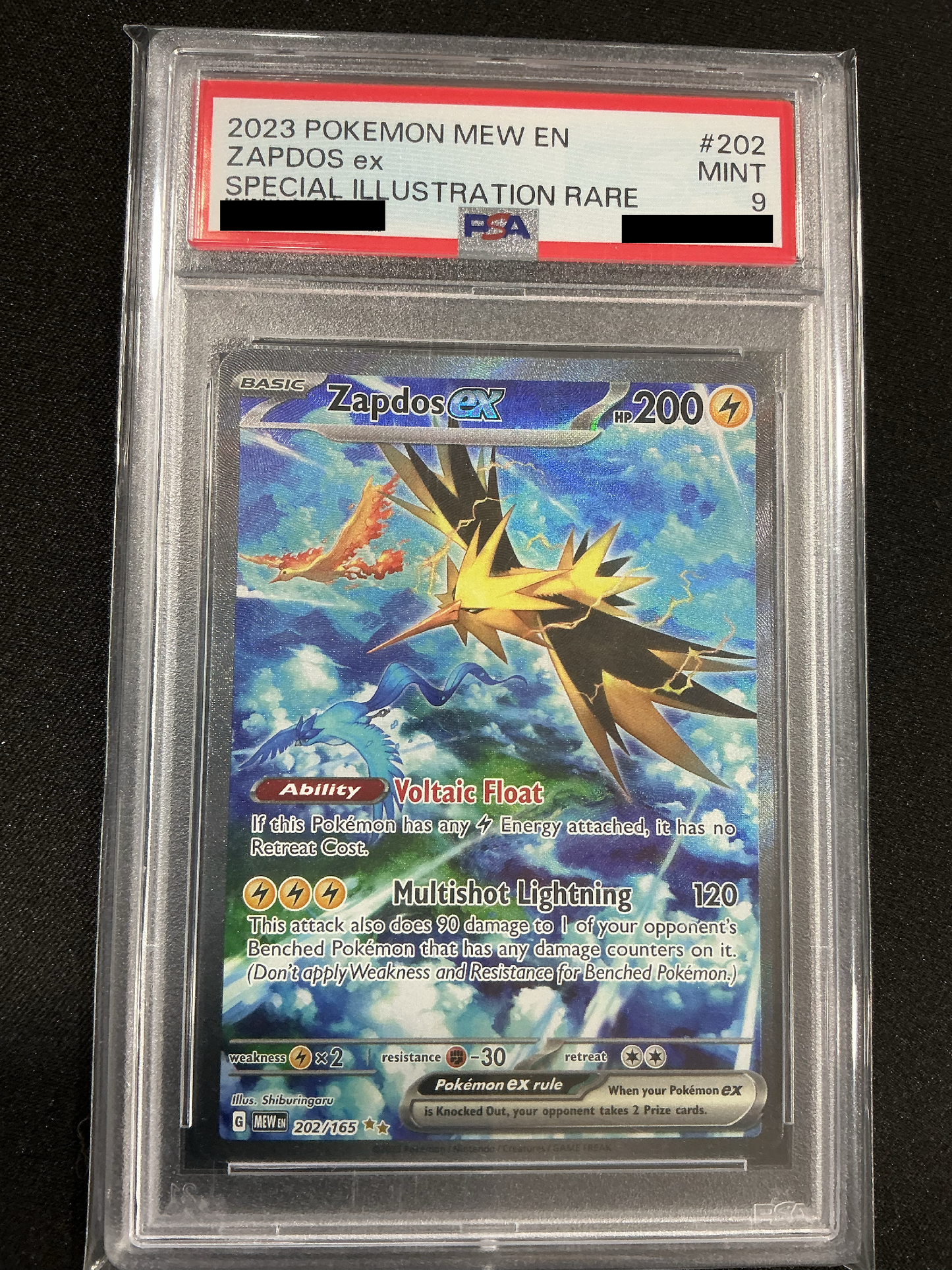 Zapdos ex [Special Illustration Rare] #202/165 - Pokémon 151 - Slab PSA 9