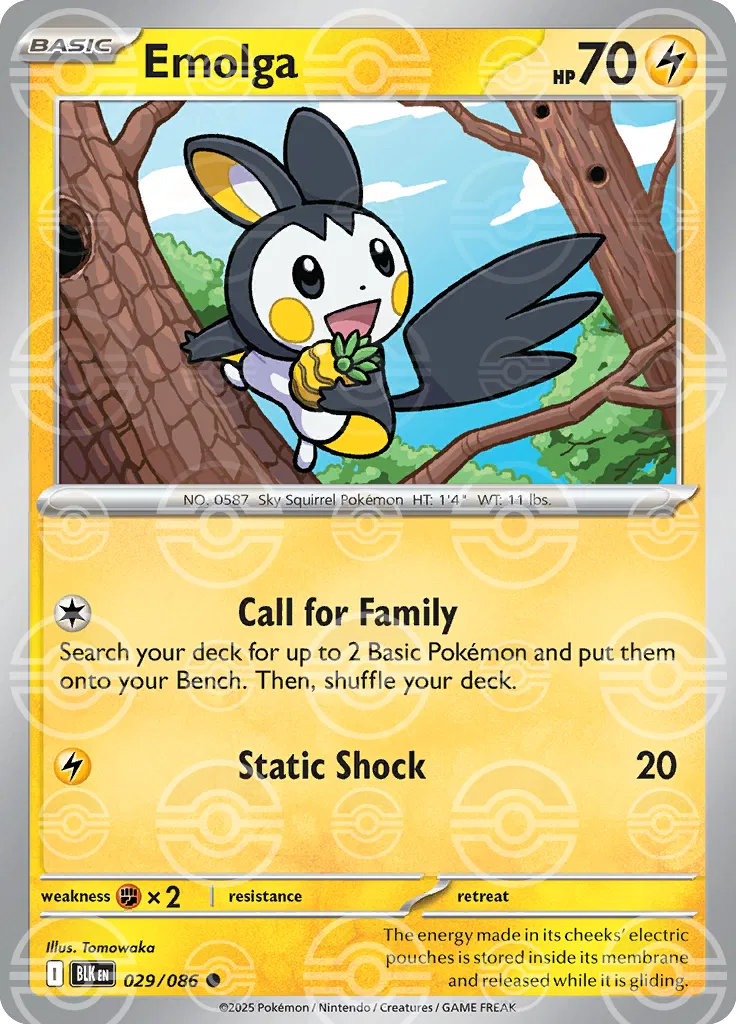 Emolga [Poke Ball Pattern Common] 029/086 - Pokémon Black Bolt