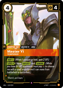 Master Yi, Tempered [Rare] UNL 113/219 - Riftbound Unleashed
