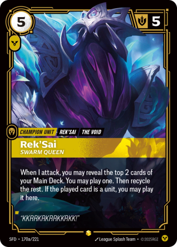 Rek'Sai - Swarm Queen [Alternate Art] SFD 170a/221 -  Riftbound Spiritforged
