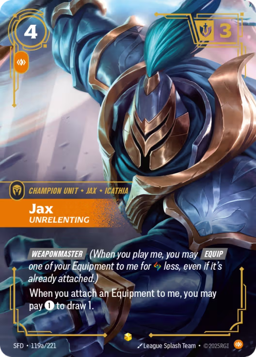 Jax - Unrelenting [Alternate Art] SFD 119a/221 - Riftbound Spiritforged