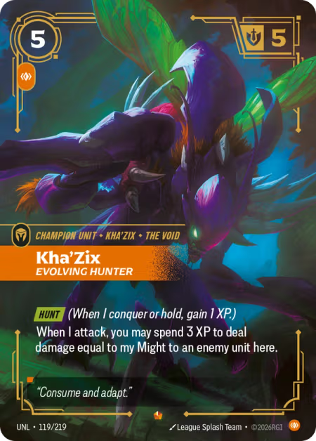Kha'Zix, Evolving Hunter [Epic] UNL 119/219 - Riftbound Unleashed