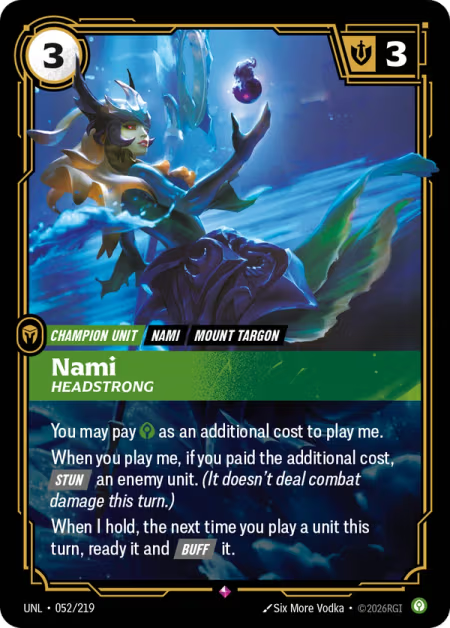 Nami, Headstrong [Rare] UNL 052/219 - Riftbound Unleashed