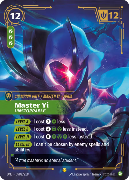 Master Yi, Unstoppable [Alternate Art] UNL 059a/219 - Riftbound Unleashed