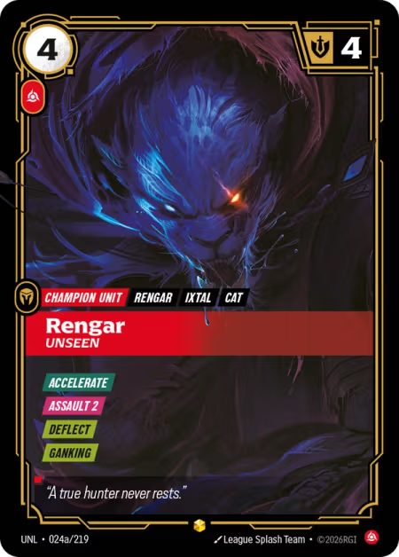 Rengar, Unseen [Alternate Art] UNL 024a/219 - Riftbound Unleashed