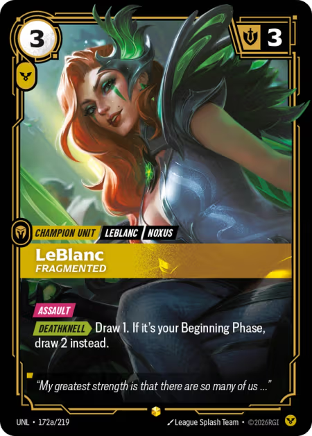 LeBlanc, Fragmented [Alternate Art] UNL 172a/219 - Riftbound Unleashed