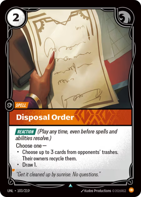 Disposal Order [Uncommon] UNL 103/219 - Riftbound Unleashed