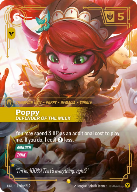 Poppy, Defender of the Meek [Alternate Art] UNL 178a/219 - Riftbound Unleashed