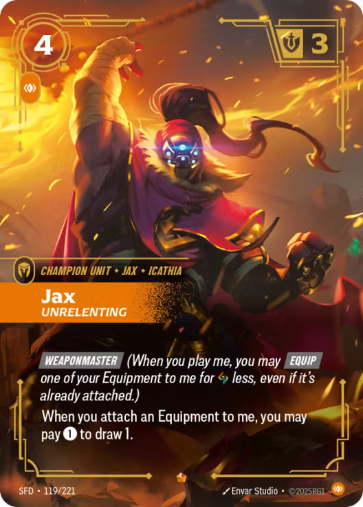 Jax - Unrelenting [Epic] SFD 119/221 -  Riftbound Spiritforged