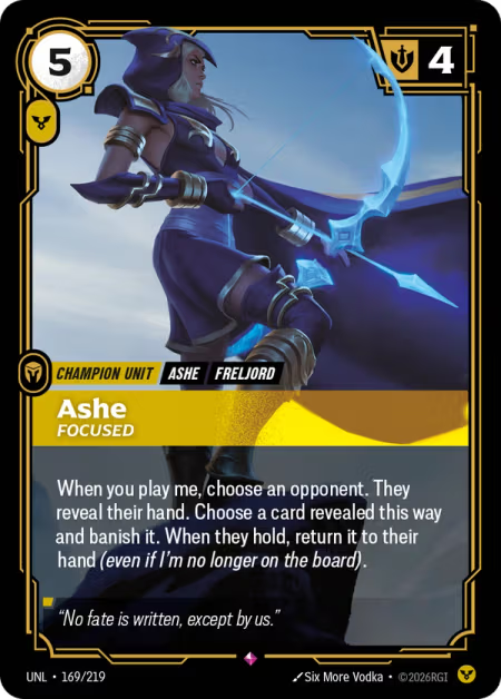 Ashe, Focused [Rare] UNL 169/219 - Riftbound Unleashed