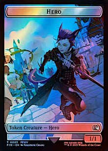 Hero (0003) / Wizard (0014) Double-Sided Token - [FINAL FANTASY MAGIC THE GATHERING] Foil