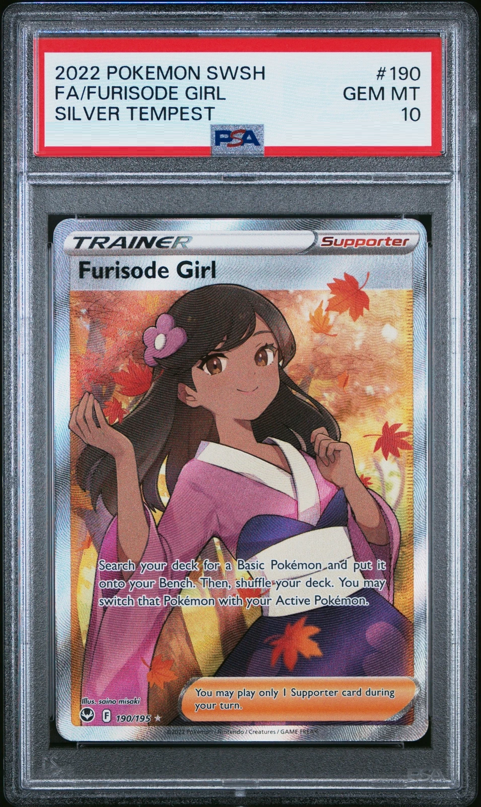 Furisode Girl [Ultra Rare] #190/195 - Silver Tempest [PSA 10 SLAB]