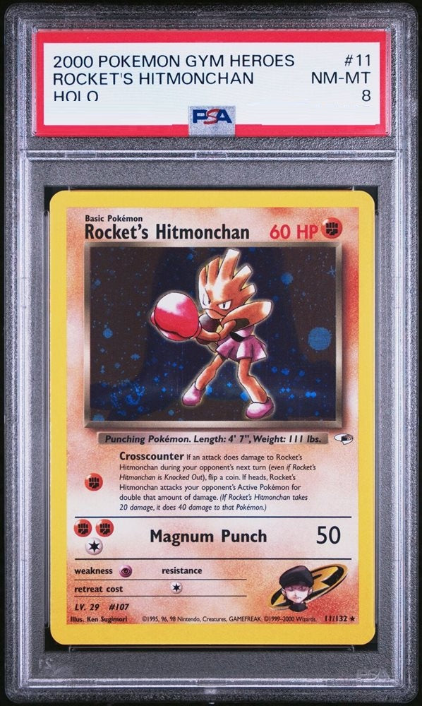 Rocket's Hitmonchan [Holo] #11/132 - Gym Heroes [PSA 8 SLAB]