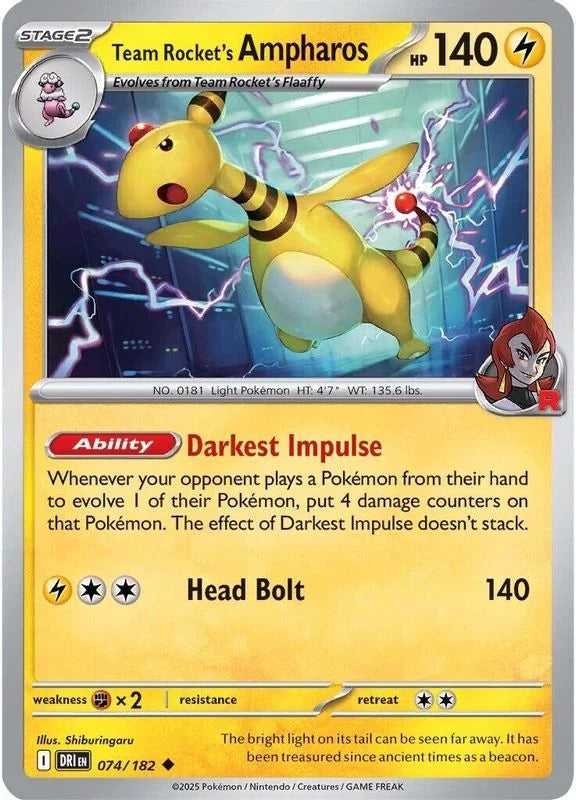 Team Rocket's Ampharos [Uncommon] #074/182 - Destined Rivals