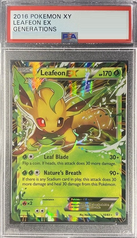 Leafeon EX [Full Art Holo] #10/83 - Pokemon Generations [PSA 8 SLAB]