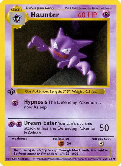 Haunter [1st Edition & Shadowless] #29/102 - Pokemon Base Set