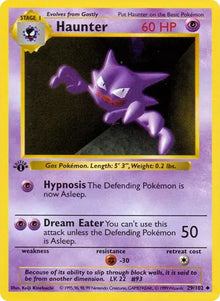 Haunter [1st Edition & Shadowless] #29/102 - Pokemon Base Set